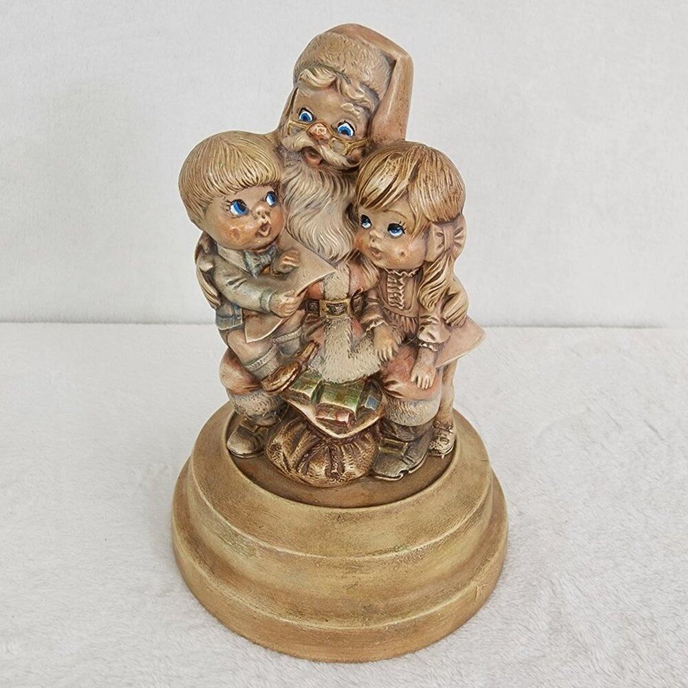 Vintage 70's Musicbox Christmas Santa & Kids Hand Painted in Fannykins Style